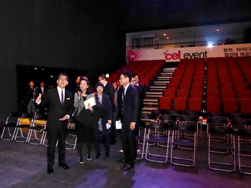 Mr So visits the CEL Venture Complex, one of the latest projects for creative industries in Seoul. Picture shows Mr So (first left) being briefed on the facilities provided by the centre.