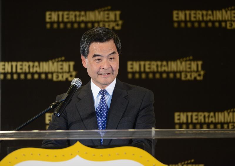 The Chief Executive, Mr C Y Leung, today (March 24) attended the Opening Ceremony of Entertainment Expo Hong Kong 2014 at the Hong Kong Convention and Exhibition Centre. Photo shows Mr Leung speaking at the ceremony.